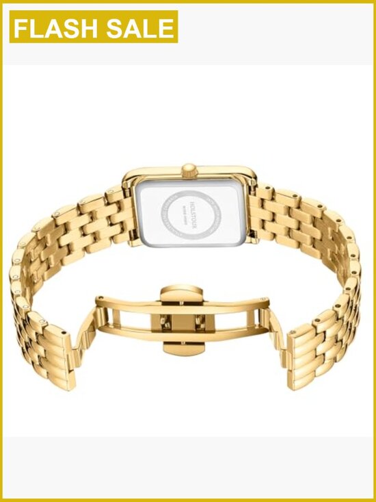 Gold Rectangular Bracelet Watch Quartz Water Resistant with Strap Tool main image 7